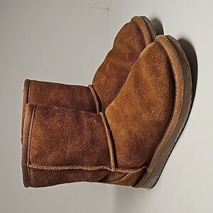 Koolaburra UGG Boots Mini Koola Short Suede Faux Fur Pull-On Chestnut Tan Cozy 1
